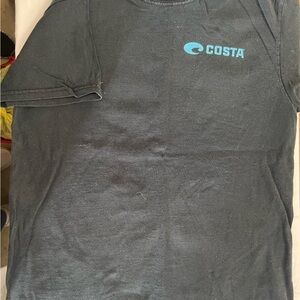 Costa Charcoal Tee with Aqua Logo